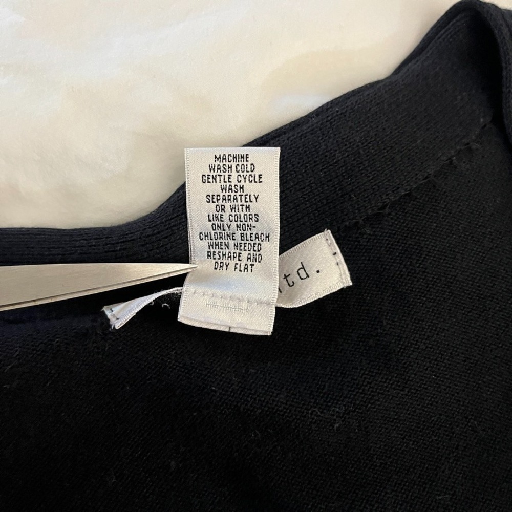 Long Black Cotton Cardigan Minimalist Capsule Wardrobe Open Front L - Picture 9 of 9